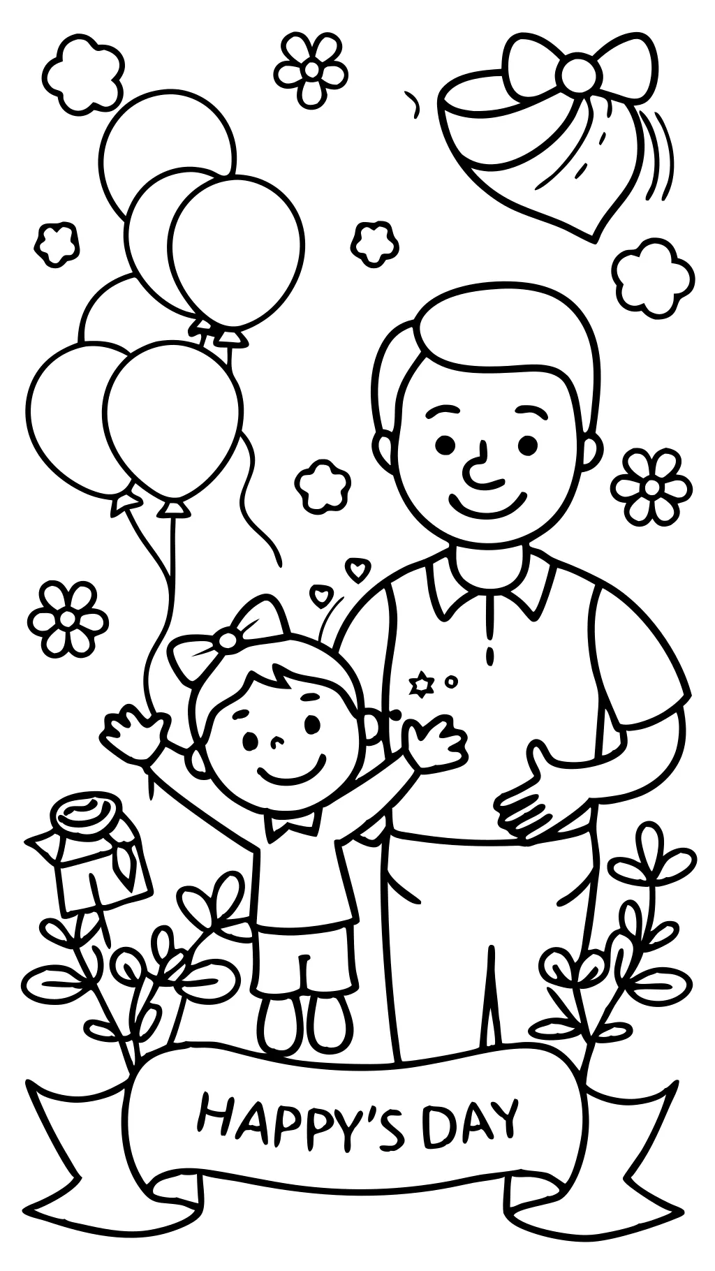 coloriage de la fête des pères heureux